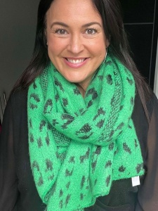 Asymmetric Leopard Scarf - Green